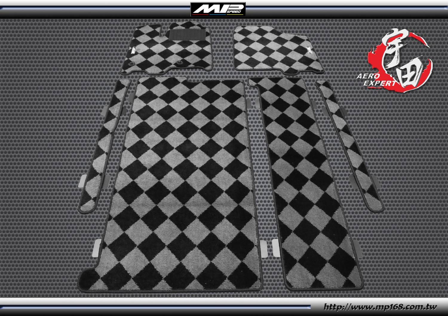 2011-2020 TOYOTA 豐田 SIENNA絨布方格MP地毯-灰黑(8人座)